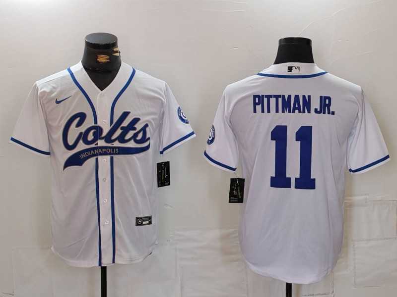 Men%27s Indianapolis Colts #11 Michael Pittman Jr White Cool Base Stitched Baseball Jersey->houston texans->NFL Jersey